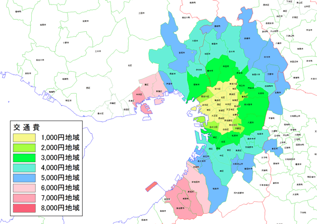 市区町村別交通費（クリックすれば拡大画像をご覧いただけます。(PDFファイル643kb)）